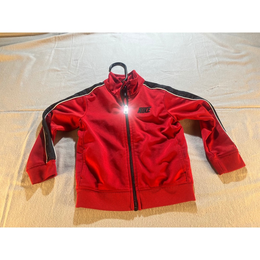 Nike Toddler Boys Red Black White Striped Full Zip Track Jacket 24M 617644-695